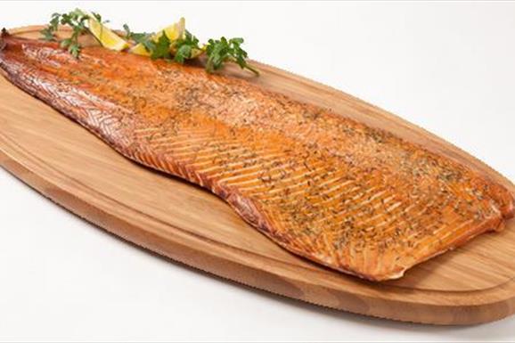 Salar Smokehouse salmon on wood platter