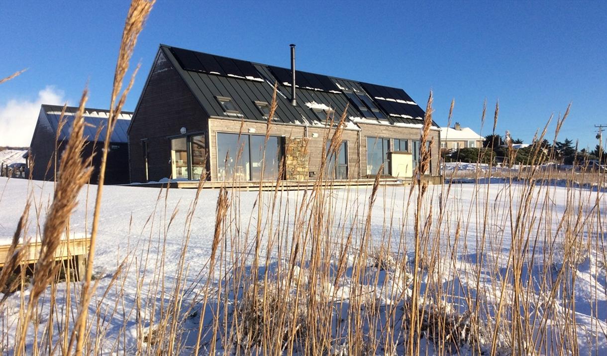 Lewis Longhouse in the snow