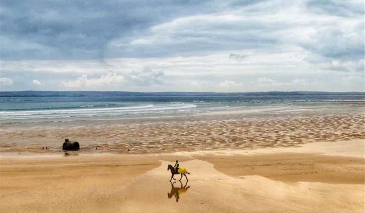 Riding along Gress Beach, Isle of Lewis