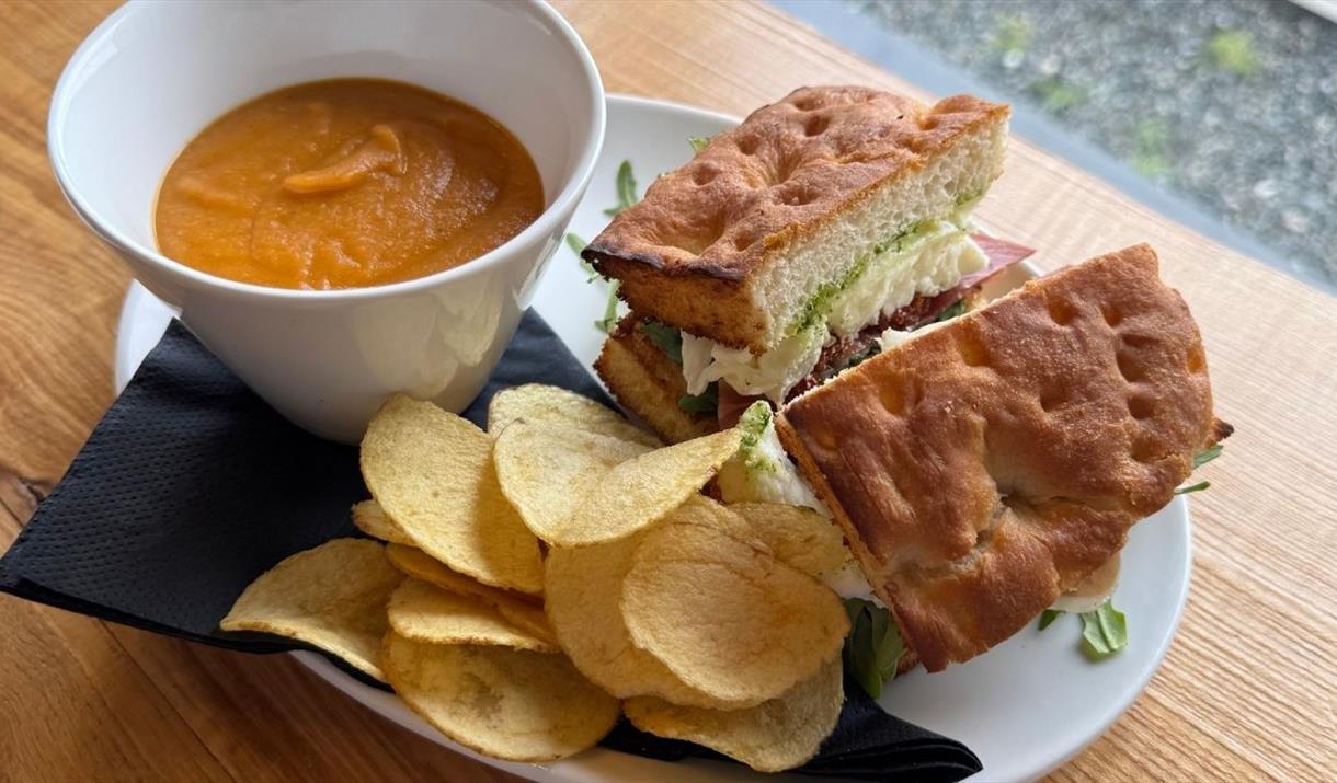 Eat Drink Hebrides - Benbecula Distillery Cafe soup & sandwich