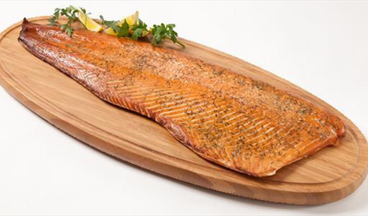 Salar Smokehouse salmon on wood platter