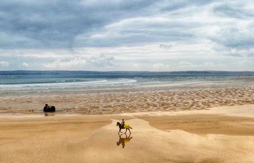 Riding along Gress Beach, Isle of Lewis