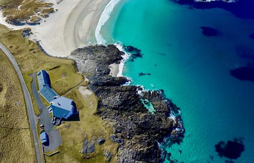 Isle of Barra Beach Hotel aerial view of hotel