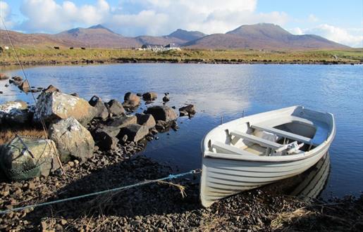 South Uist Fishing small fishing boat tied up