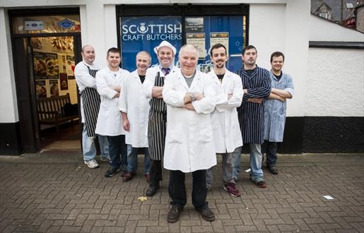 Eat Drink Hebrides - WJ MacDonald (Butchers) Ltd staff outside the shop