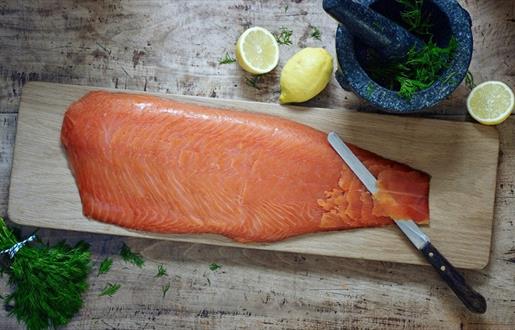 Uig Lodge Smoked Salmon on a wooden platter