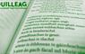 Image of a page of Gaelic text in a book, in green colouring, with the Duilleag Reading Group title above.