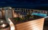 Hebridean Spa decking lit up at night