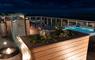 Hebridean Spa decking lit up at night