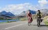 Harris: cyclists at Ardhasaig with Clisham backdrop