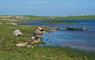 View across Loch Hosta with trout fishing boat for anglers