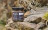 The Hebridean Mustard Company Liquorice and Stout mustard jar on rock