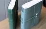 Sollas Bookbinding green & BLUE BOOK STANDING UP