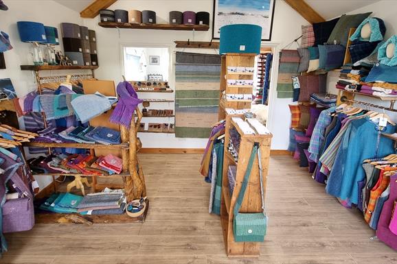 The Weaving Shed: Two Sisters Tweeds & Western Isles Designs shop display