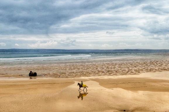 Riding along Gress Beach, Isle of Lewis