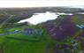 The Shieling by the Bay aerial view with purple heather