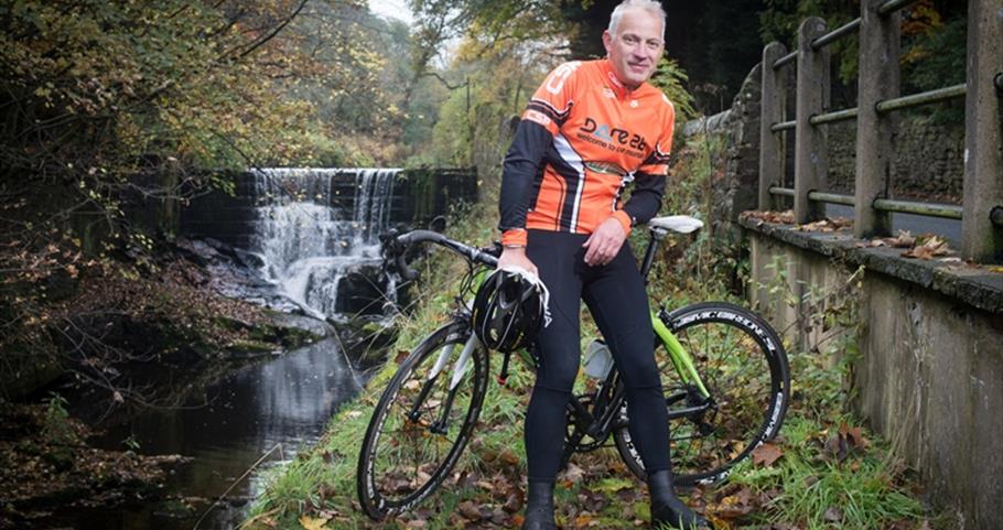 Picture of Peter and his bike near Roughlee