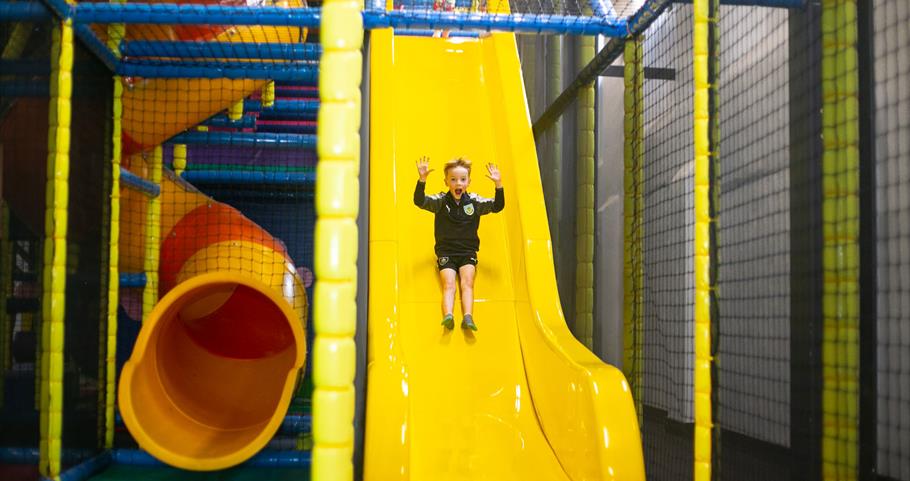 Picture of child coming down the slide at Leisure Box Pendle