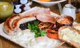Fence Gate Lodge - cooked breakfast, eggs, sausage, baked beans, black pudding, bacon, toast