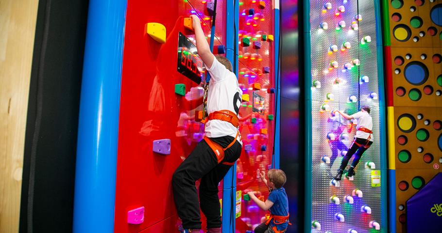Picture of children on the climbing walls at the Leisure Box Pendle