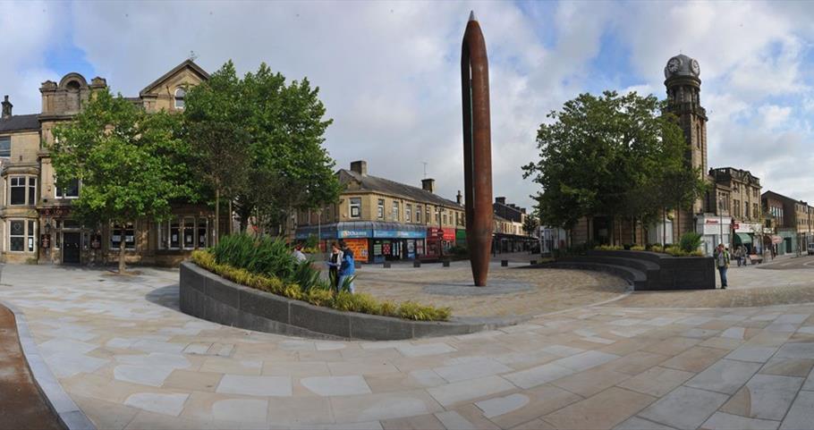 Picture of the main square and shuttle sculpture Nelson town centre