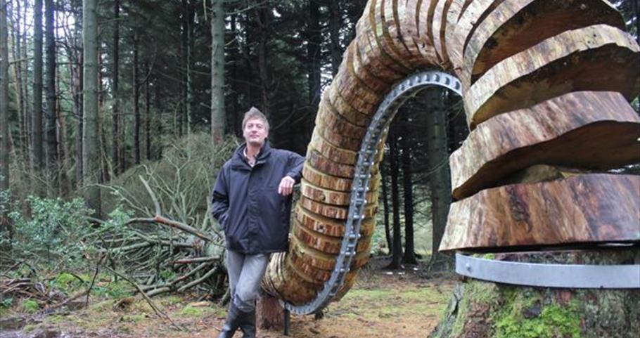 Picture of Lead Artist, Philippe Handford, on the Pendle Sculpture Trail