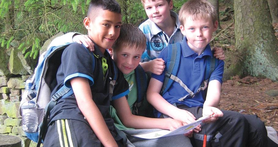 Picture of children doing the Pendle Sculpture Trail