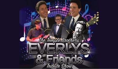 Images of the various tribute acts on a blue background. Text reads: The Temple Brothers, Everlys and Friends tribute show.