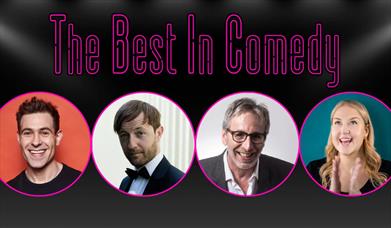 Four comedians against a black background. Text reads 'the Best in Comedy'