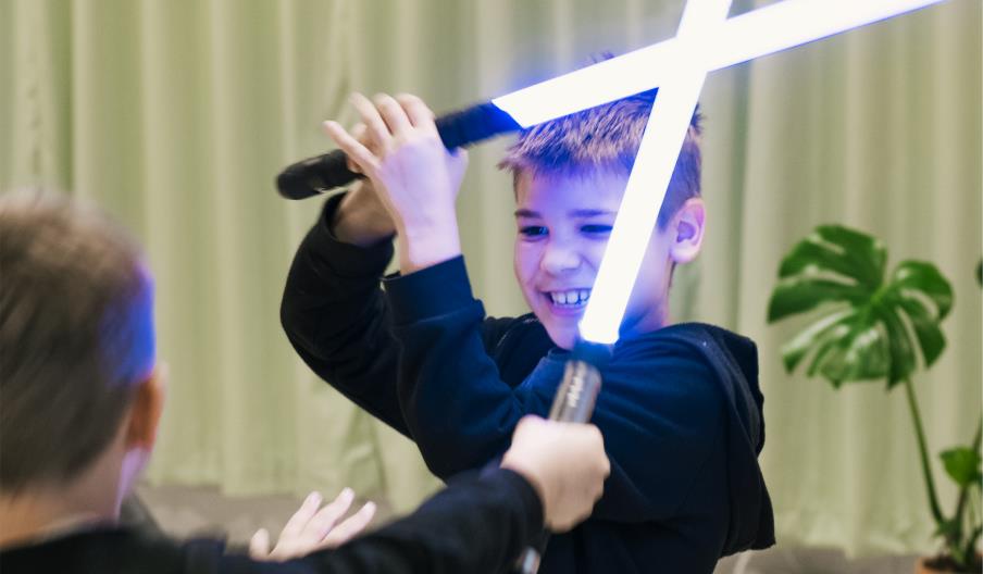 Lightsaber battle at The Mini Vine