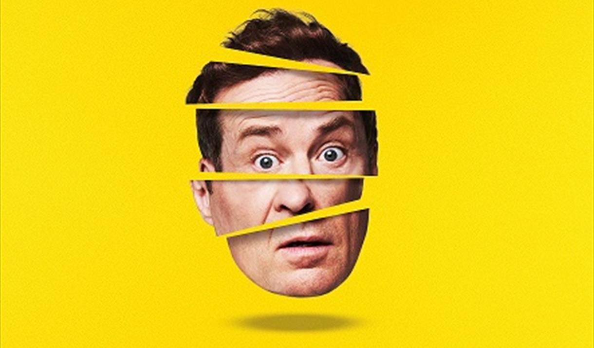 Ardal O'Hanlon's face geometrically sliced up against a yellow background