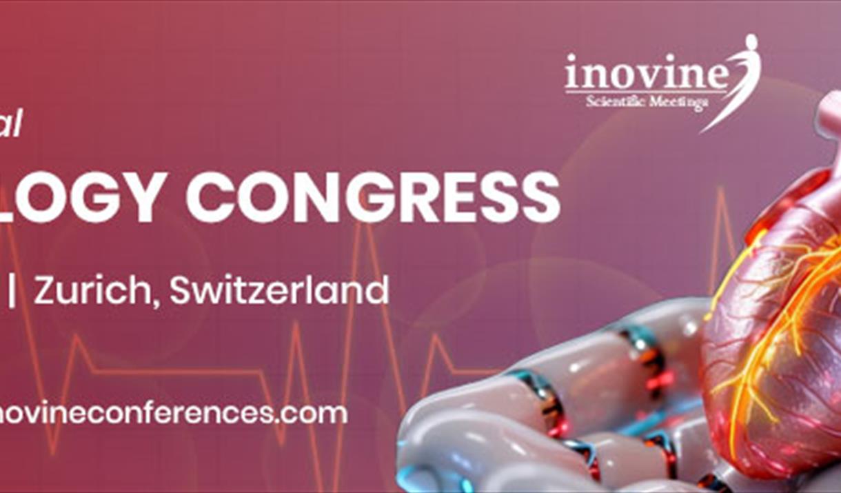Image of an anatomical heart in a pair of robotic hands on a red background. Text reads: 4th International CARDIOLOGY CONGRESS
 June 11-12, 2025 | Zur