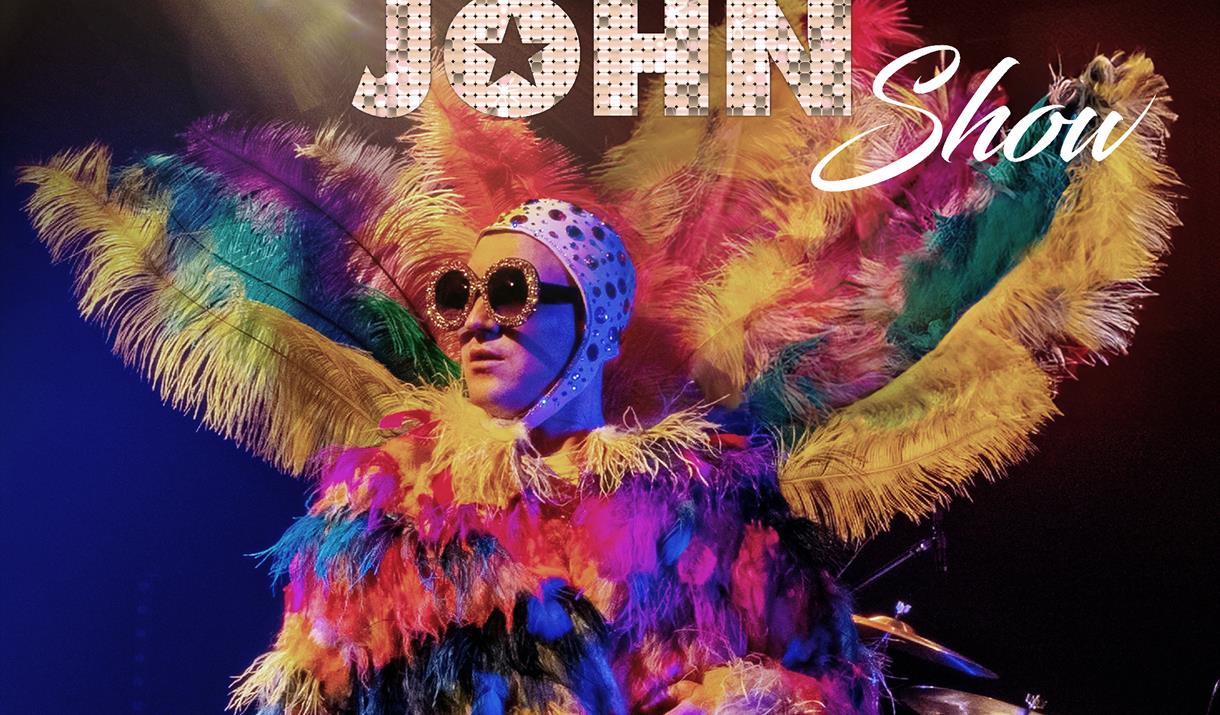 Elton Tribute performer with text reading The Elton John Show