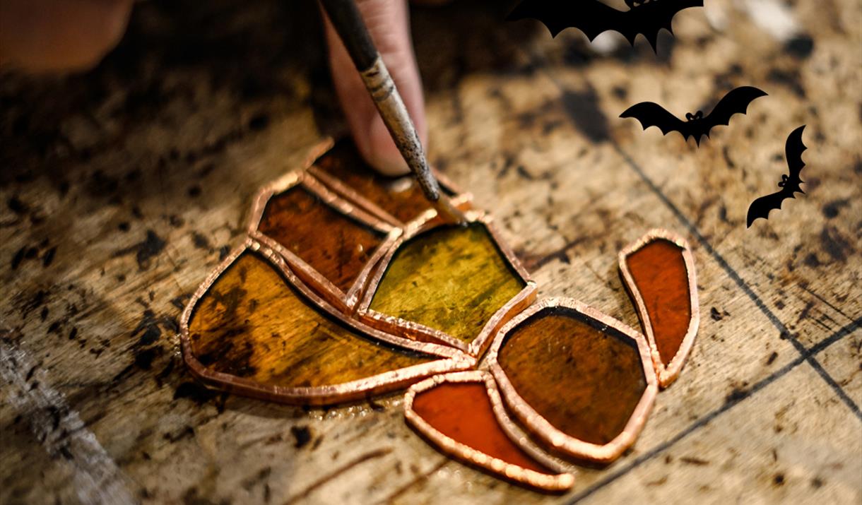 using stained glass to make props such as pumpkins