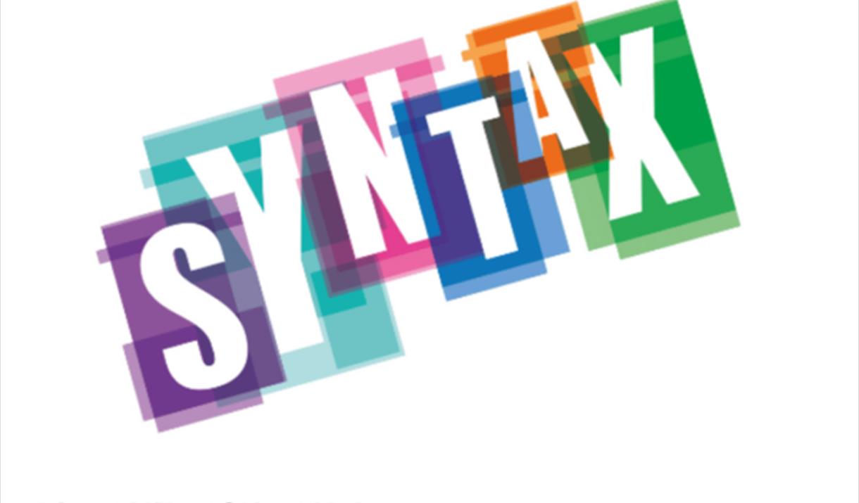 Multicoloured Syntax logo on white background