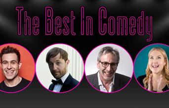 Four comedians against a black background. Text reads 'the Best in Comedy'