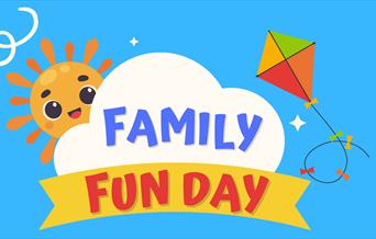 A logo for the event including a smiling sunshine and a kite.
