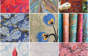 Collage of images of marbled paper