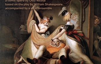 A poster with the dates and times for The Merry Wives of Windsor