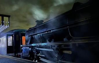 Steam train in the evening
