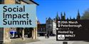 A photo of Peterborough with text reading SOcial Impact Summit, Thurs 20th March, hosted by Allia Impact