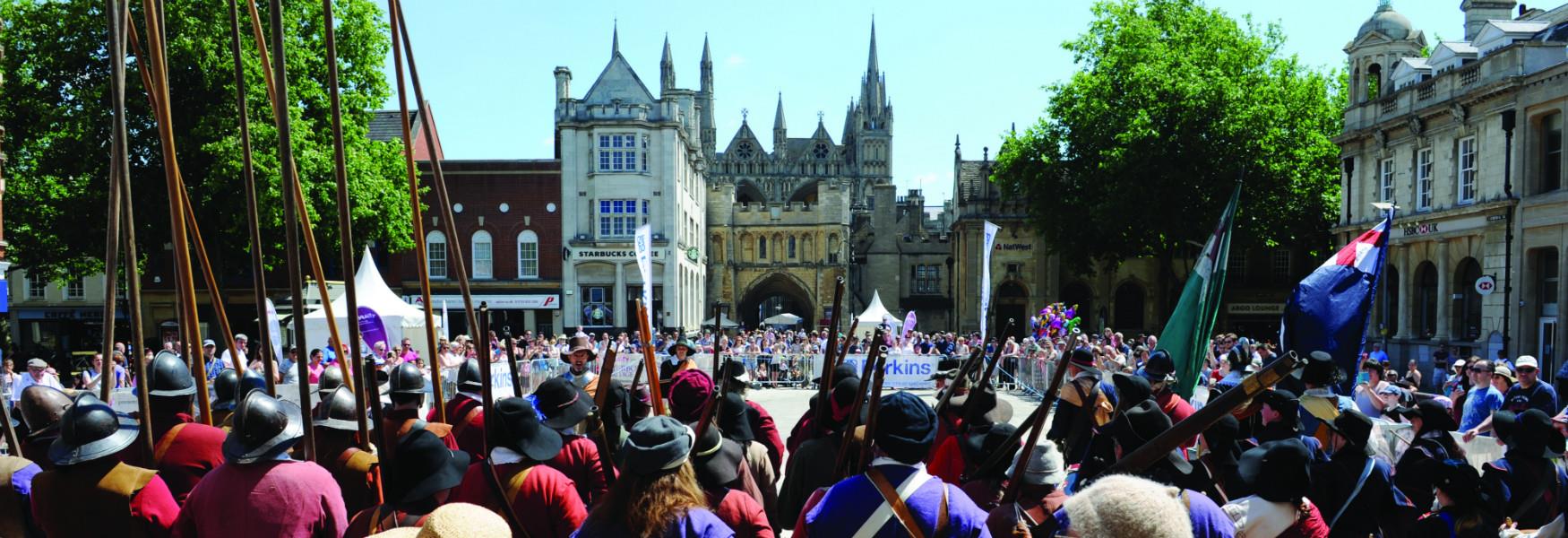 Old English civil war reenactment in Cathedral Square