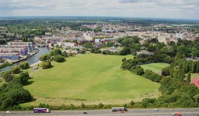 An aerial view of Peterborough Embankment