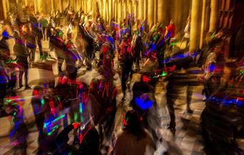Silent Disco on the moon in Peterborough Cathedral