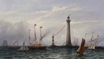 A painting of the opening of Eddystone Lighthouse in Plymouth