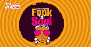 Artwork of Funk and Soul, yellow, with a funky lady in the middle and the words funk and soul in her hair. Shes has amazing earring in.