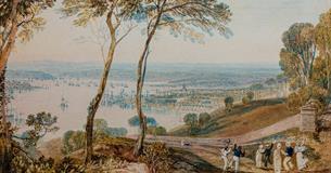 Watercolour showing a view over Plymouth by JMW Turner