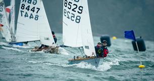 Boats race on water in Plymouth Sound