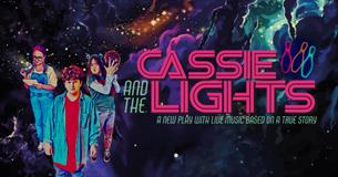 The title name is in bold pink text. The background is splatters of colour in purples, pinks and blues. Three bowling pins are lit in neon colours in