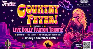 Artworks of country fever with a dolly parton on. purple and yellow
